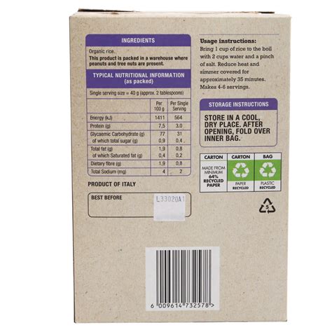 Rice Brown Short Grain Organic 500g Health Connection Wholefoods