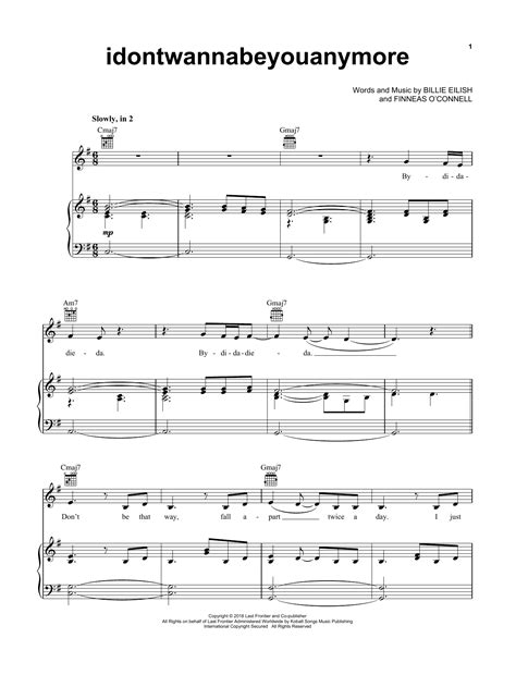 Billie Eilish Idontwannabeyouanymore Sheet Music PDF Chords 5