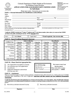 Fillable Online Colorado Application For Lead Based Paint Certification