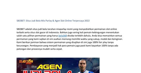 Sbobet Situs Judi Bola Mix Parlay Agen Slot Online Terpercaya