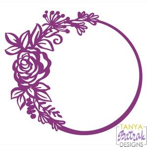 Flower Circle Frame Wreath Of Roses Svg Cut File For Silhouette Sizzix