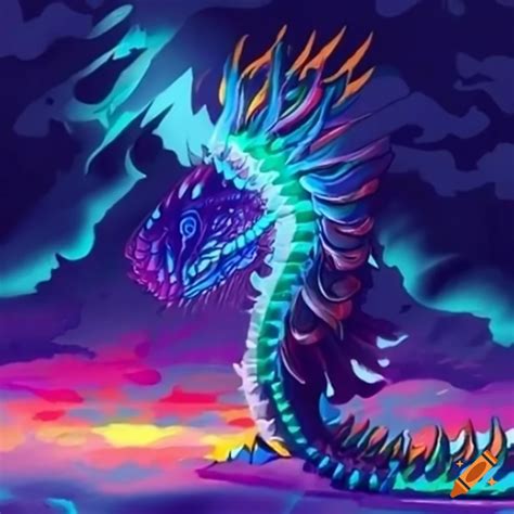 Digital Art Of A Majestic Dragon In Stormy Clouds On Craiyon