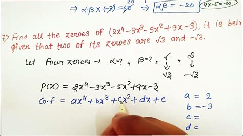 17 If √3 And √3 Are Two Zeroes Of The Polynomial 2x⁴ 3x³ 5x² 9x 3 Find All Zeroes Youtube