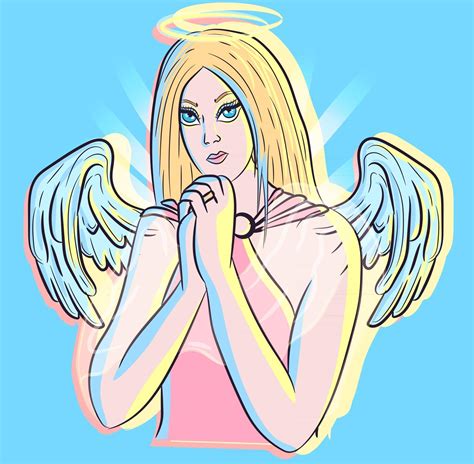 Conceptual Art Of An Angel With Blonde Hair And Blue Eyes Young Celestial And Divine Being