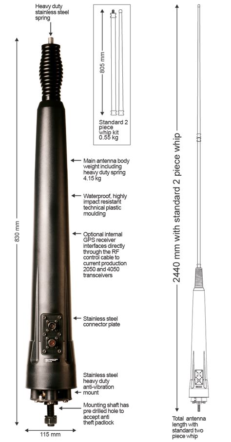 4049 Automatic Tuning Mobile Hf Antenna Black Barrett Communications