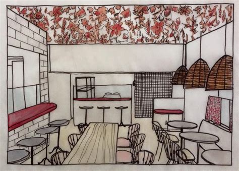 Perspective drawing for restaurant project | Perspective drawing ...