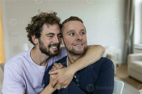 Portrait Of Carefree Gay Couple Indoors Happy Gay Couple Spending Time Together 24689998 Stock