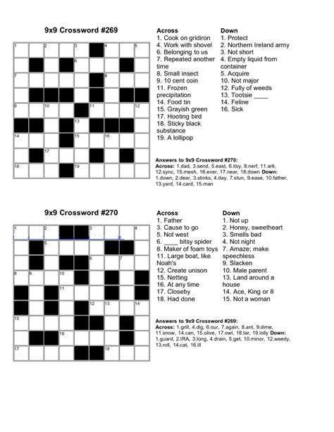 Crossword Puzzle For Grade English