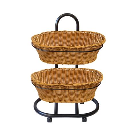 2 X Oval Baskets On Stand With Wheels Fresh Produce Displays