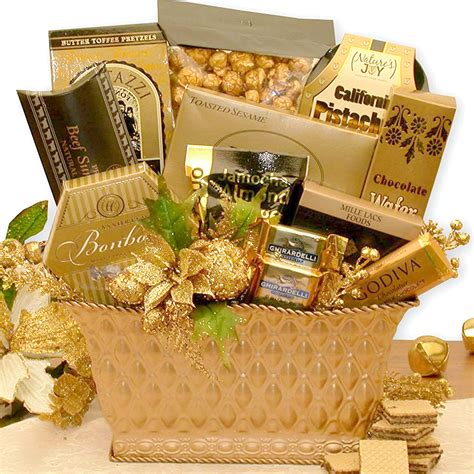 Holiday Gold Joyous Greetings Christmas T Basket