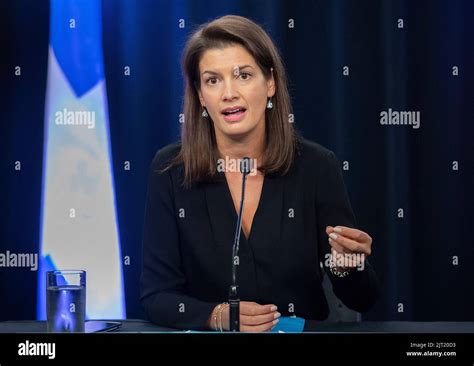 Quebec Public Security Minister Genevieve Guilbault speaks during a news conference in Montreal ...