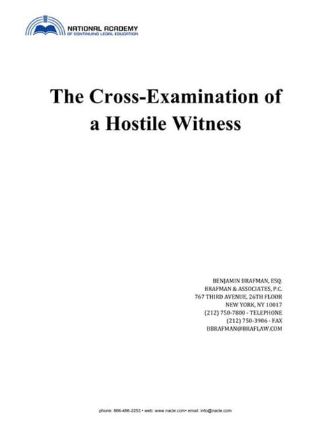 CLE The Cross Examination of a Hostile Witness SKL550 | PDF