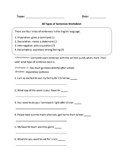 Declarative And Interrogative Sentences Worksheets Printable Word Searches