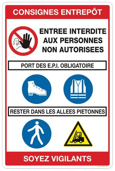 Panneau Pvc Consignes De S Curit Pour Entrep T Seton Belgique