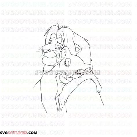 Mufasa And Baby Simba The Lion King 5 Outline Svg Dxf Eps Pdf Png