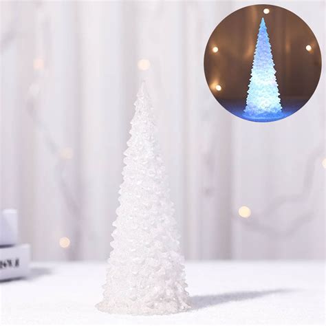 Mini Christmas Trees, Lighted Christmas Tree Colorful LED Acrylic Night ...