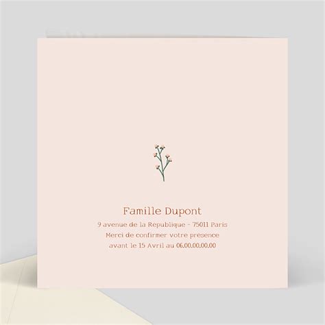 Faire Part Bapt Me Couronne De Fleurs Ii Popcarte