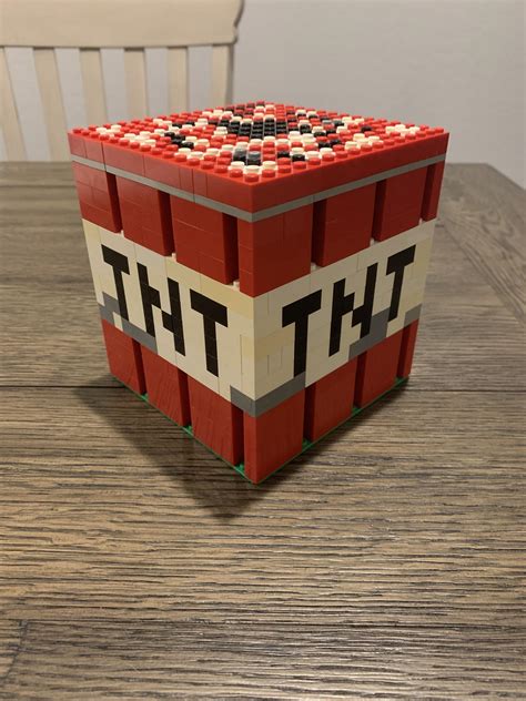 First freehand build of a Minecraft TNT block! : r/lego