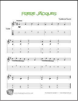 Frère Jacques | Free Beginner Guitar Sheet Music (TAB)