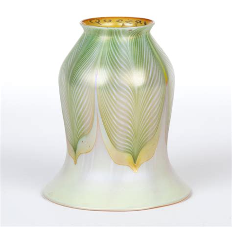 Quezal Pulled Feather Iridescent Art Glass Lamp Shade Sold At Auction On 20th April Jeffrey S