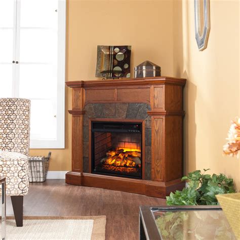 Hampton Bay Cedarstone 3 Element Infrared Electric Fireplace In Oak