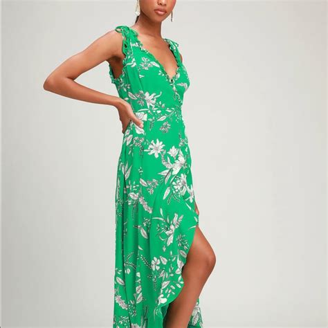 Sun Salutation Green Floral Wrap Dress Gem