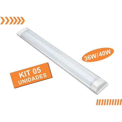 5 Luminária Tubular Sobrepor Led Slim 40w Branco Frio 120cm Shopee Brasil