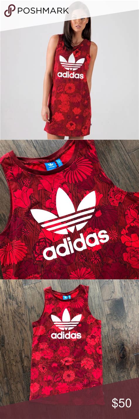 Red Flower Trefoil Adidas Dress Adidas Dress Clothes Design Cute