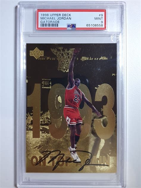 1998 Upper Deck Michael Jordan Gatorade 9 Jumbo GOLD Foil PSA 9 Low