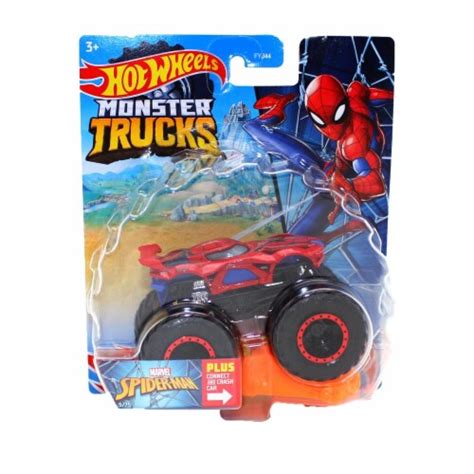Hot Wheels Monster Trucks 1 64 Scale Marvel Spider Man Includes Connect And Crash Car 1 Ralphs