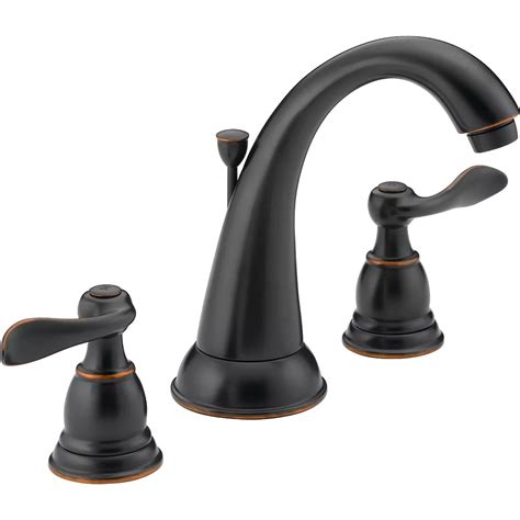 Delta Foundations 8 Inch Widespread 2 Handle High Arc Bathroom Faucet In Oil Rubbed Bronze