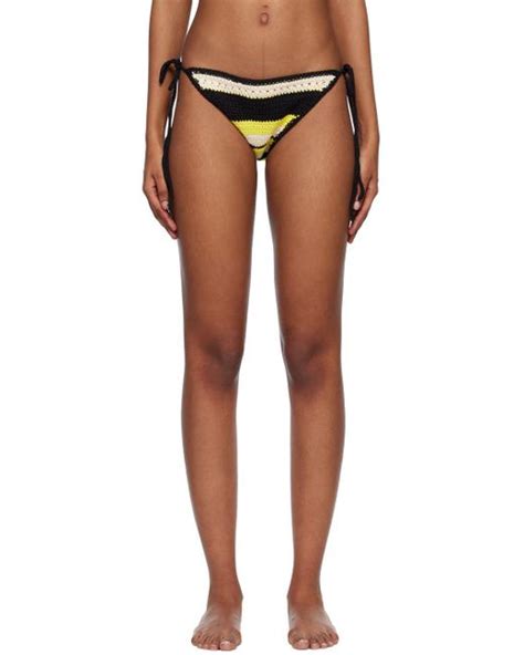 Ganni Black Yellow String Bikini Bottoms Lyst