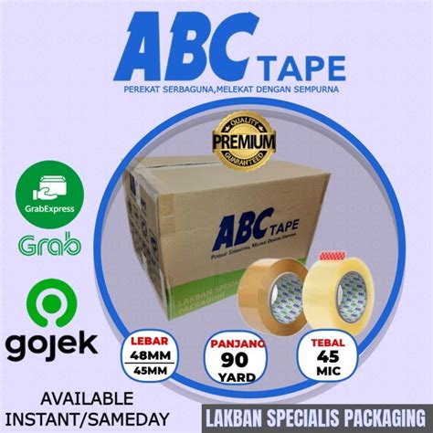 Jual Lakban Bening Coklat Abc Tape Inch Mm X Yard Box Roll