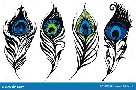 Stylized Vector Peacock Feathers Stock Vector Image 61806301