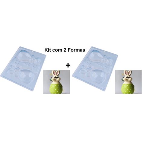 Kit 2 Formas Silicone Ovo De Páscoa Coelho Dentro Do Ovo 150g 3