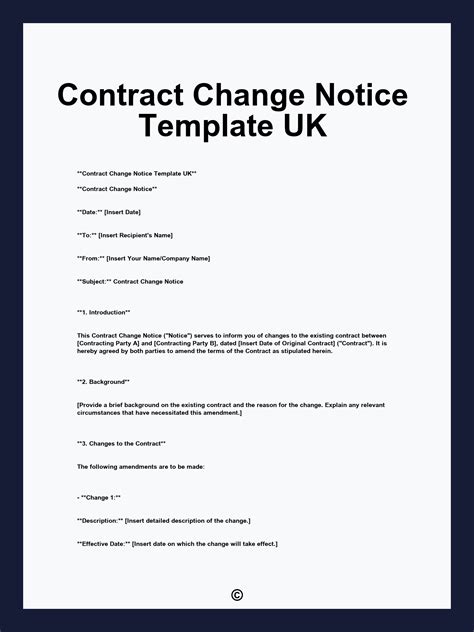 Contract Change Notice Template UK