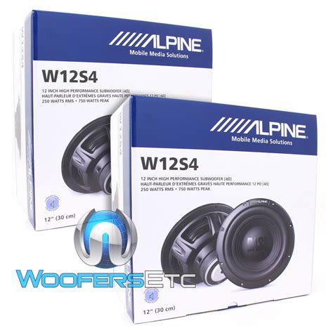 Pair Alpine W12s4 12 750w 4 Ohm Reinforced Subwoofers