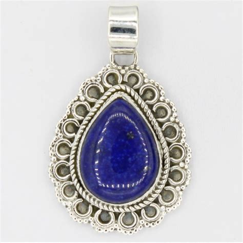 Pendentif Argent Lapis Lazuli Goutte Florale Lunas Bijoux