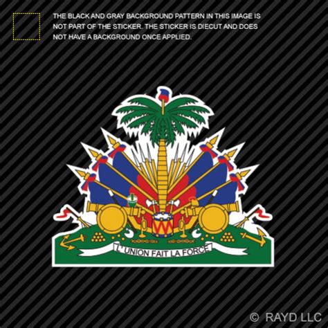 Haitian Coat Of Arms Sticker Decal Self Adhesive Vinyl Haiti Flag Hti