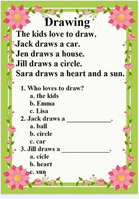 FREE Printable Preschool Reading Comprehension Worksheets