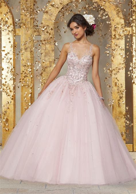 Rhinestone And Crystal Beaded Embroidery On A Tulle Ballgown Morilee