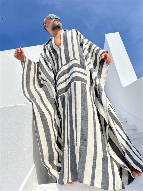 Mens Muslin Cotton Kaftan With Hood Muslin Fabric Authentic Caftan