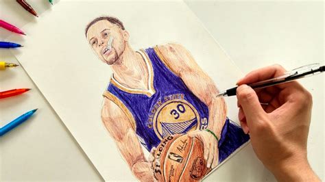 Stephen Curry Pen Drawing Golden State Warriors Youtube