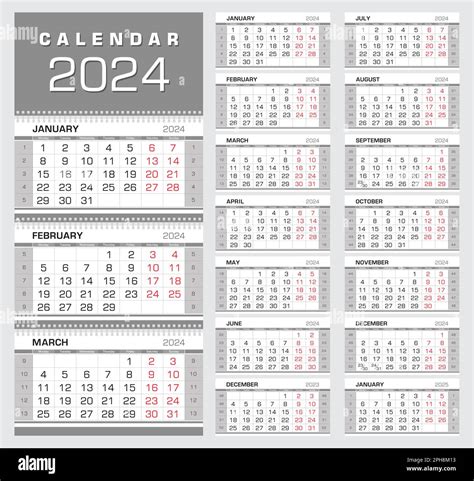 Calendario 2024 Calendario trimestral de pared con números de semana