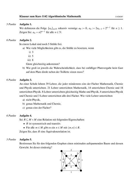 Algorithmische Mathematik S Mtliche Klausuren Ab Sose Klausur