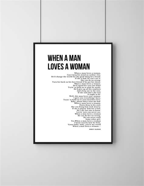 When A Man Loves A Woman Percy Sledge Lyrics Art Etsy