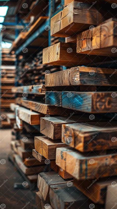 Stack Of Wooden Planks In A Warehouse Stock Image Image Of Timber