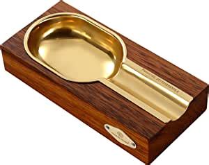 Cigarloong Cigar Ashtray Merbau Gold Copper Lined Single For Patio