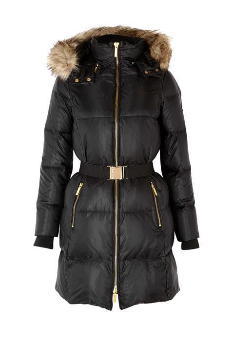 Michael Michael Kors Faux Fur Trim Hooded Down Jacket In Black Lyst