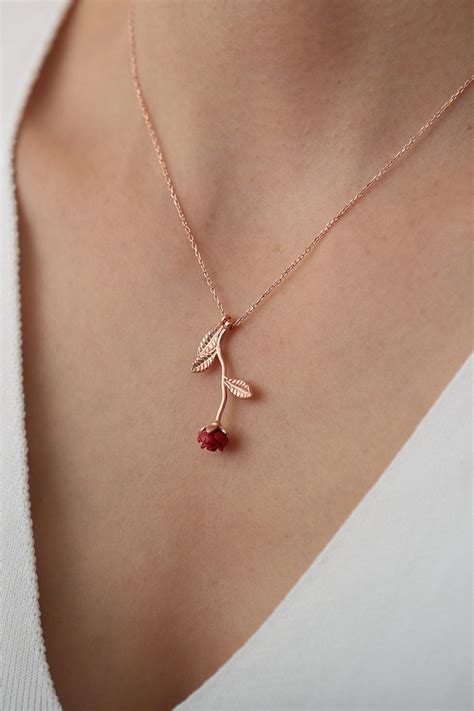 Red Rose Necklace Gold Rose Necklace Necklace For Her Minimalist